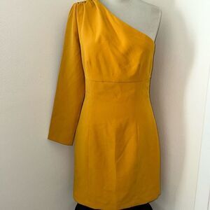 Gianni Bini gold mustard yellow one shoulder mini dress 4 cocktail